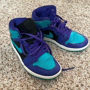 Nike Jordan 1 mid. Size 6 women. Purple and turqoise.